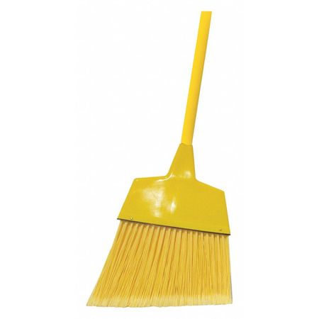 Zoro 12" Sweep Face Large Angle Broom, Metal Handle, Yellow, 42" L Handle G4151290