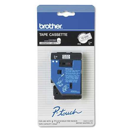 BROTHER Tape Cassette Cartrifge 3/8", Black on White TC-20Z1