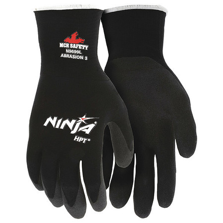 MCR SAFETY HPT Coated Gloves, Palm Coverage, Black, M, PR N9699M