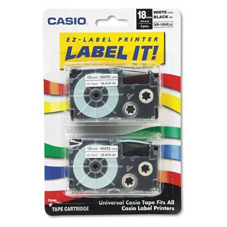 CASIO Label Printer Cassette 18mm, for KL-120/82, Pk2 XR18WE2S