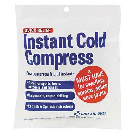 FIRST AID ONLY Instant Cold Pack, Plastic, 4" x 5", White Z6005