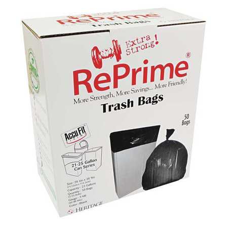 Reprime 23 gal Trash Bags, 28 in x 45 in, Premium, 0.9 mil, Clear, 50 PK H5645TC RC1