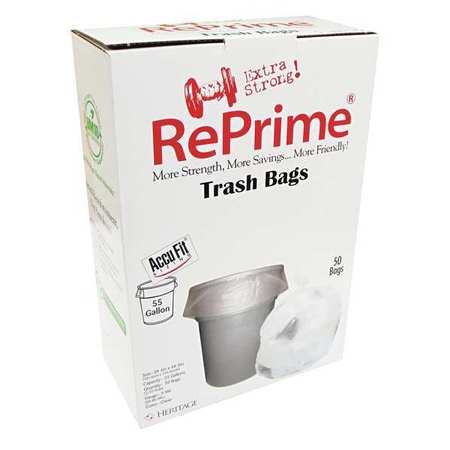 Reprime 55 gal Can Liner, 0.9 mil, Clear, 50 PK H8053PC RC1