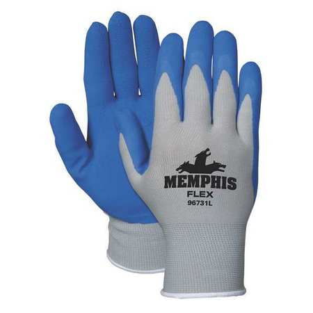 MCR SAFETY Gloves, Nylon Knit, Medium, Blue/Gray, PR 96731M