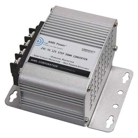 AIMS POWER DC to DC Converter, 24V DC to 12V DC, 0 Hz, Aluminum CON5A2412