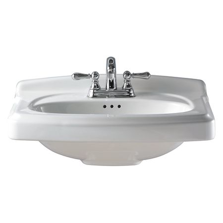 AMERICAN STANDARD Pedestal Sink Basin, 4" Center Hole, White 0555104.020