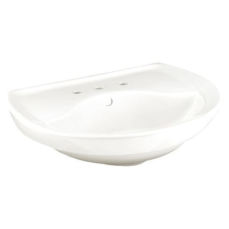 AMERICAN STANDARD Pedestal Sink Basin, 8" Center Hole, White 0268008.020