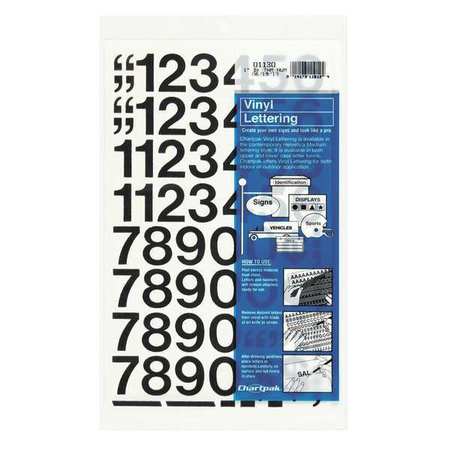 Chartpak Numbers, Vinyl, Helvetica, 1", Black, PK44 01130