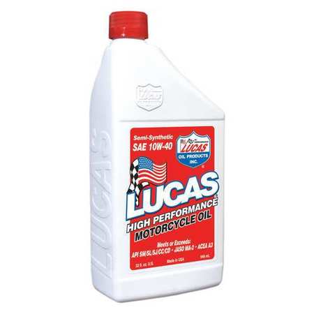 LUCAS OIL Semi-Synthetic Motorcycle Oil, 32 Oz. 10710