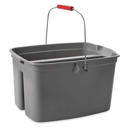 Rubbermaid Commercial 4 3/4 gal Double Bucket, Gray, Plastic FG262888GRAY