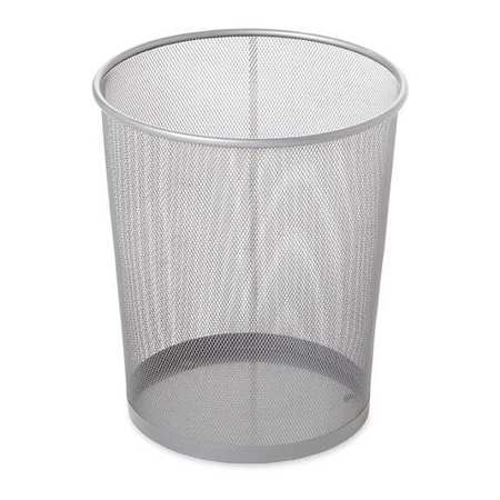 RUBBERMAID COMMERCIAL 5 gal Round Trash Can, Silver, Mesh Steel FGWMB20SLV
