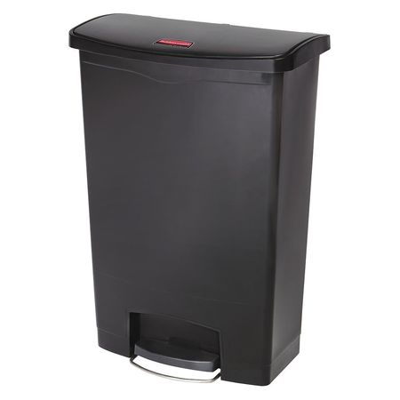 RUBBERMAID COMMERCIAL 24 gal Rectangular Trash Can, Black, Resin 1883615