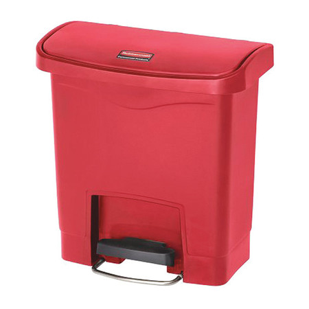 RUBBERMAID COMMERCIAL 4 gal Rectangular Trash Can, Red, Resin 1883563