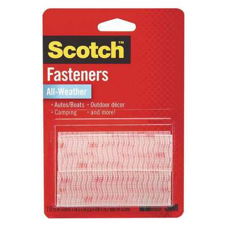 Scotch Reclosable Fastener, Acrylic Adhesive, 3 in, 1 in Wd, Clear, 2 PK RFD7090