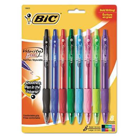 Bic Pen, Retractable, Bold, Assorted, PK8 VLGBAP81-AST