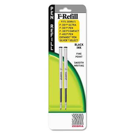 Zebra Pen Refill for F Pen, Fine, Black, PK2 85512