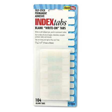 REDI-TAG Index Tabs, Write-On, 1", White, PK104 31000