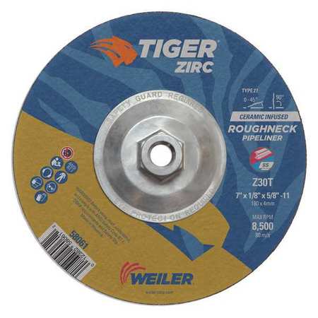 WEILER Combo Wheel, Type 27, 0.125 in Thick, Zirconia Alumina 58094