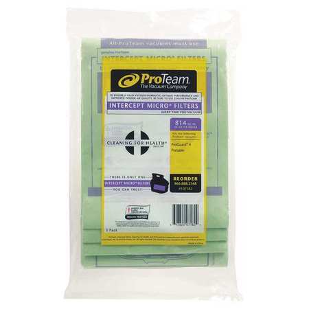 PROTEAM Intercept Micro Filter Bag, Fits ProGuard Wet/Dry 4 gal 3/PK 107182