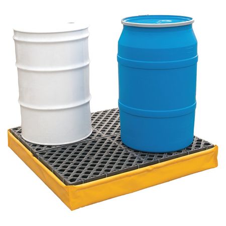 ULTRATECH Drum Spill Containment Pallet, 66 gal Spill Capacity, 4 Drum, 2400 lbs., Polyethylene 1341