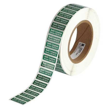 BRADY 1.18 x 0.4 White/Green RoHS Compliant Labels ROHS-1-5