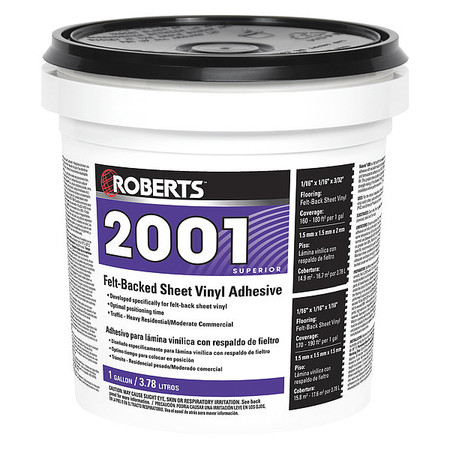 ROBERTS Floor Adhesive, 2001 Series, Beige, 1 gal, Pail 2001-1