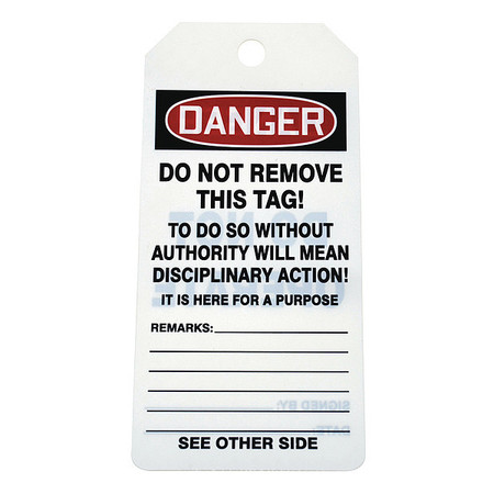 Zoro Select Danger Tag By The Roll, 6-1/4 x 3, PK100 43Z242