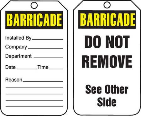 Accuform Barricade Tag, 5-3/4 x 3-1/4, PK25 TAB101PTP