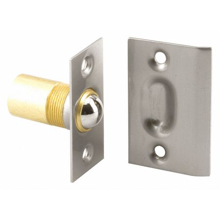 PRIMELINE TOOLS Solid Brass, Satin Nickel, Ball Bullet Catch and Strike (Single Pack) N 7289