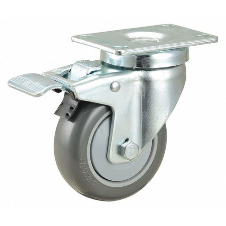 ZORO SELECT Plate Caster, 3-1/2" Wheel Dia., 275 lb. 435X80