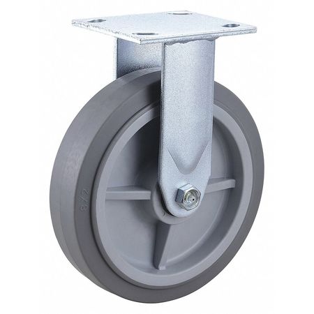 ZORO SELECT Plate Caster, 8" Wheel Dia., 600 lb., Gray 435X92