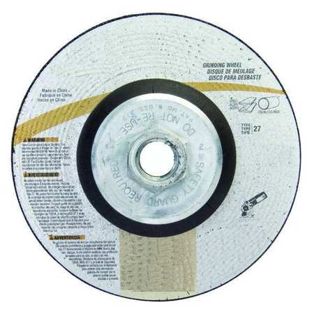 ZORO SELECT Depressed Center Wheels, Type 27, 4 1/2 in Dia, 0.25 in Thick, 5/8"-11 Arbor Hole Size 66252850582