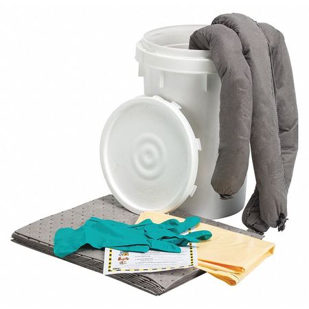BRADY SPC ABSORBENTS Spill Kit, Bucket, Universal, 9 gal., 18" H 436N01