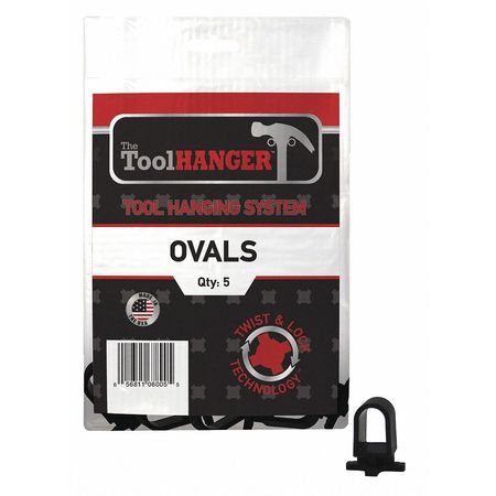 Toolhanger Oval Hangers, Black, 5 lb. Capacity, PK5 6005