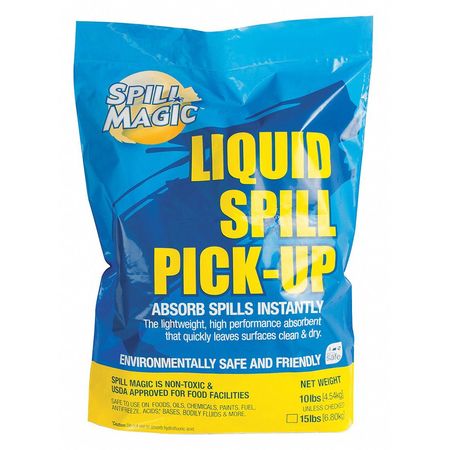 SPILL MAGIC Loose Absorbent, 4 gal, Chemicals, Fuel, Oil, Paint, White 97115