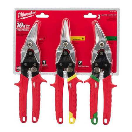 Milwaukee Tool 10 in. x 2 in. Left/Right/Straight Aviation Snip (3-Piece) 48-22-4533