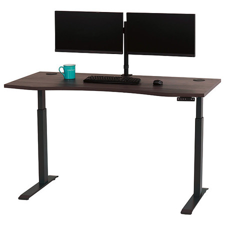 Motionwise Adjustable Desk, 30" D, 60" W, 28" to 48" H, Gray, Medium Density Fiberboard SDD60G