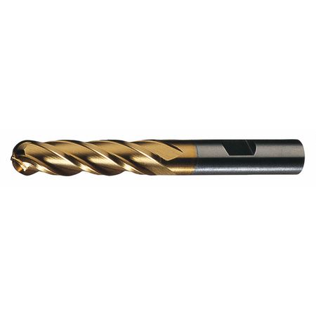 CLEVELAND 4-Flute HSS Ball Nose Single End MIll Cleveland HG-4B-TN TiN 1/4x3/8x1-1/4x3-1/16 C33326