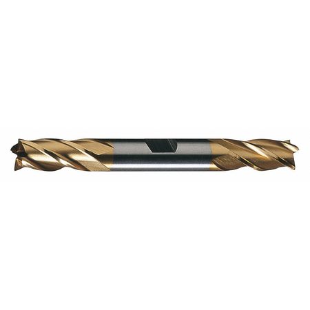 CLEVELAND 4-Flute HSS Center Cutting Square Double End Mill Cleveland HD-4C-TN TiN 27/64x1/2x1x4-1/8 C33078