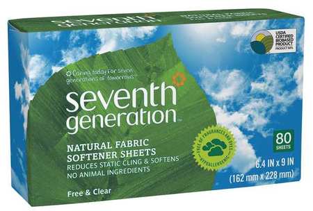 Seventh Generation Odorless Dryer Sheets, 12 Pack, 80 Sheets/ Pack SEV 22787