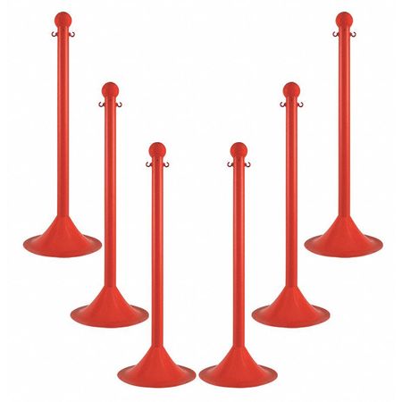 Zoro Select Light Duty Stanchion, 41 In. H, Red, PK6 91505-6