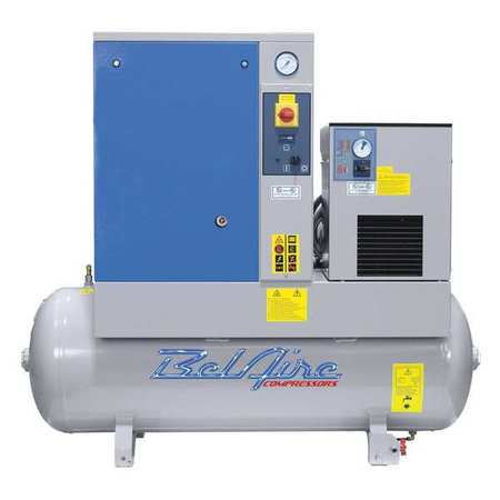 Belaire BelAire 7.5 HP 60 Gallon 150 PSI Screw Compressor w/Dryer, 21.2 CFM @ MAX/150 PSI, 230v/1ph, 64 dBA BR7.5 TMD-1