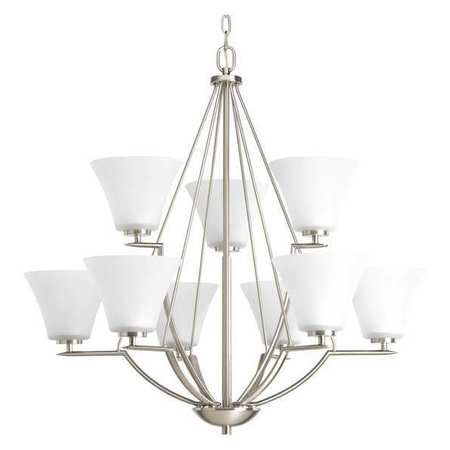 Progress Lighting Bravo 9-Light Chandelier, 100 W, Brushed Nickel P4625-09