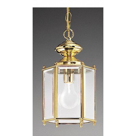 PROGRESS LIGHTING Beveled Glass 1-Light Flush Mount, 100 W, Polished Brass P5834-10