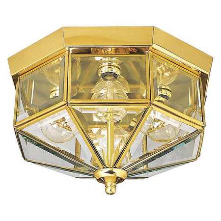 PROGRESS LIGHTING Beveled Glass 4-Light Close-to-Ceiling, 25 W, Polished Brass P5789-10