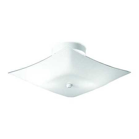 PROGRESS LIGHTING Square Glass 2 Light Close-to-Ceiling, 60 W, White P4961-30