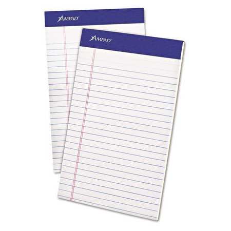 AMPAD 5"X8" White Perforated Legal Pad, Pk12 20-304