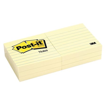 POST-IT Pad, Post-It Lined 3"X3", Yellow, PK6 6306PK