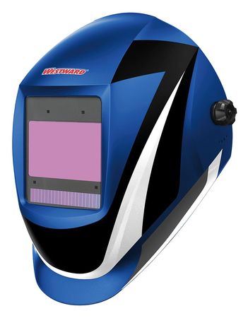 WESTWARD Auto Dark Welding Helmet, Shade 5-8/8-13, Black/Blue/White 44R232