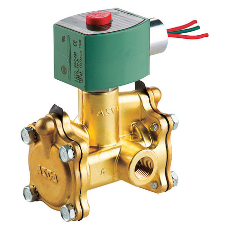 REDHAT 120V AC Brass Solenoid Valve, Normally Closed, 3/8 in Pipe Size 8316G014